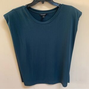 Banana Republic Cap Sleeve Stretch Crew Neck Pullover Dark Green Blouse Top XL